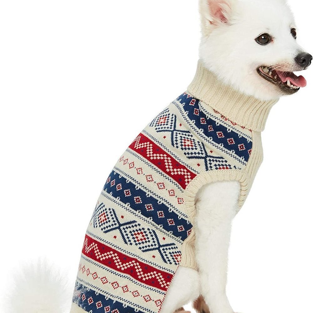 Blueberry Pet Vintage Tinsel Knit Fair Isle Dog Ju